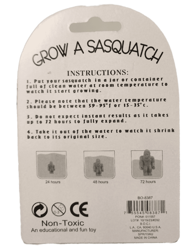 A picture of instructions on how to grow sasquatch.