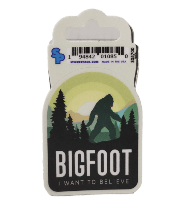 A picture of a bigfoot sticker.