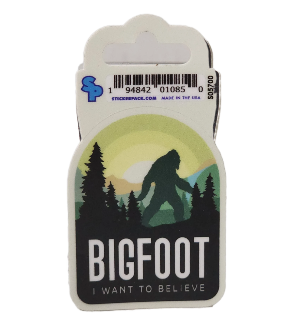 A picture of a bigfoot sticker.