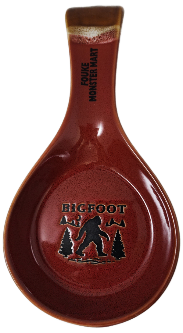 A spoon rest with the word bigfoot written on it.