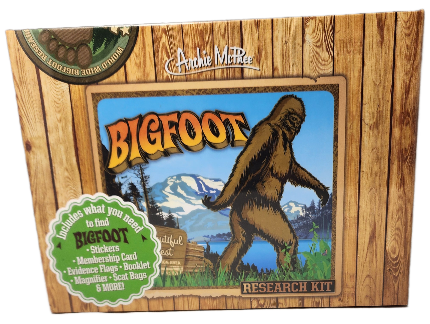 A box of bigfoot stickers on the front cover.