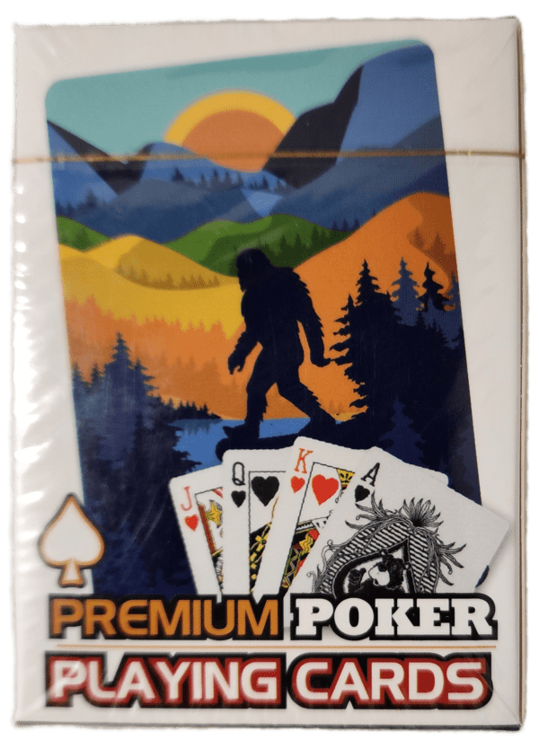 A deck of cards with the image of bigfoot on it.