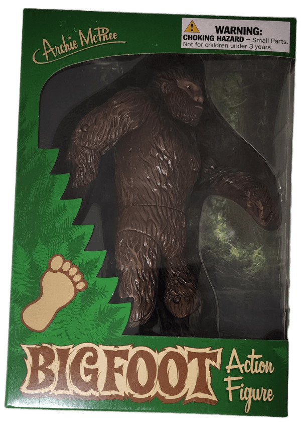 A box of bigfoot action figure in the shape of a bear.