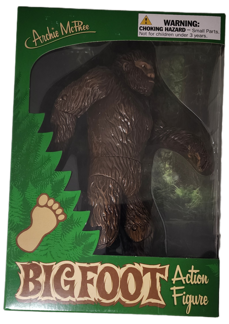 A box of bigfoot action figure in the shape of a bear.