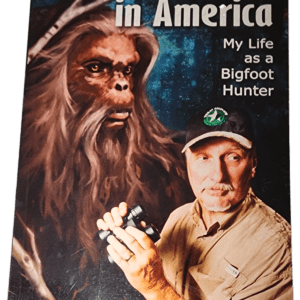 A book cover with a man and a bigfoot.