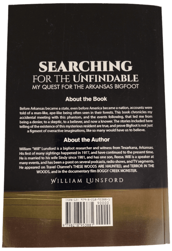 A back cover of the book searching for the unfindable.