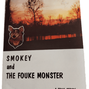 A book cover with a picture of a dog and trees.