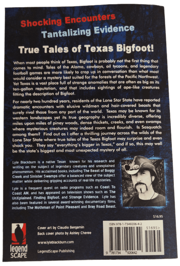 A back cover of the book " true tales of texas bigfoot !"