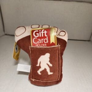 A gift card holder with a bigfoot design.