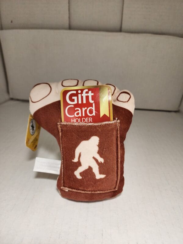 A gift card holder with a bigfoot design.