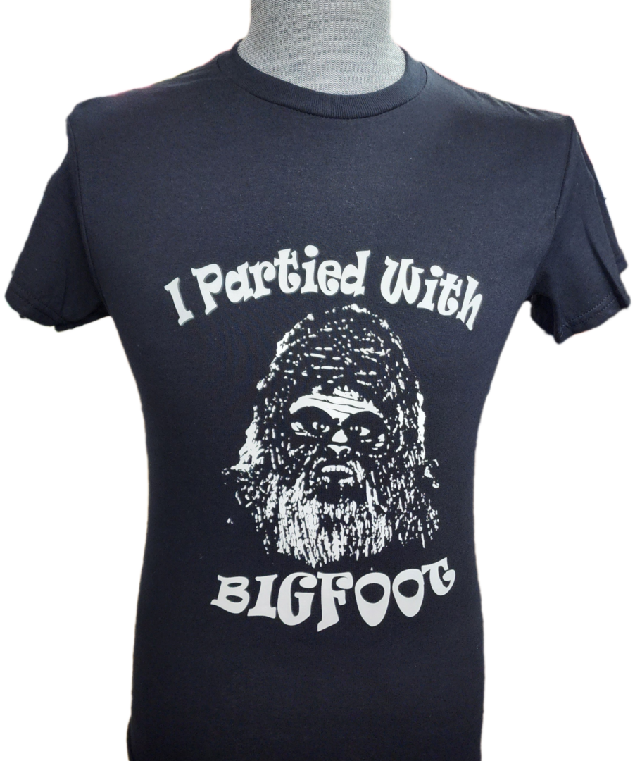 A t-shirt with an image of bigfoot.