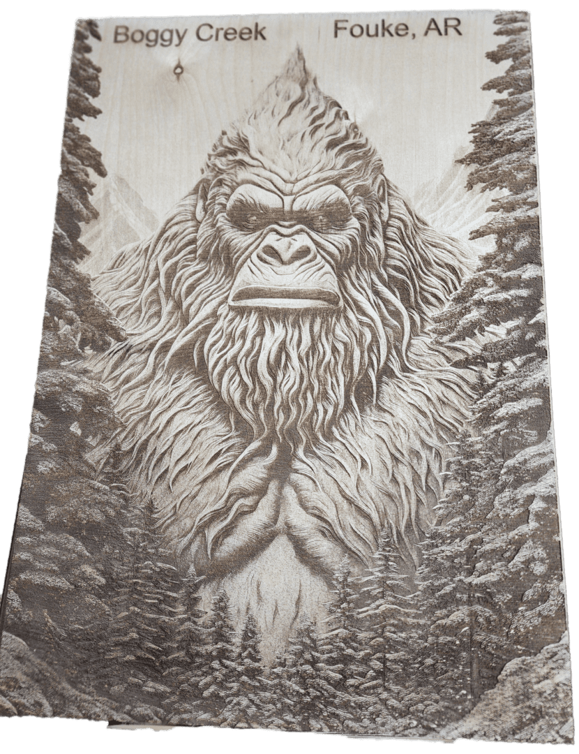 A drawing of a gorilla in the middle of trees.