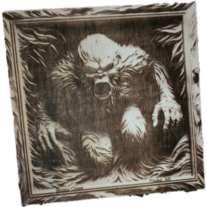 A picture of an old werewolf in a frame.