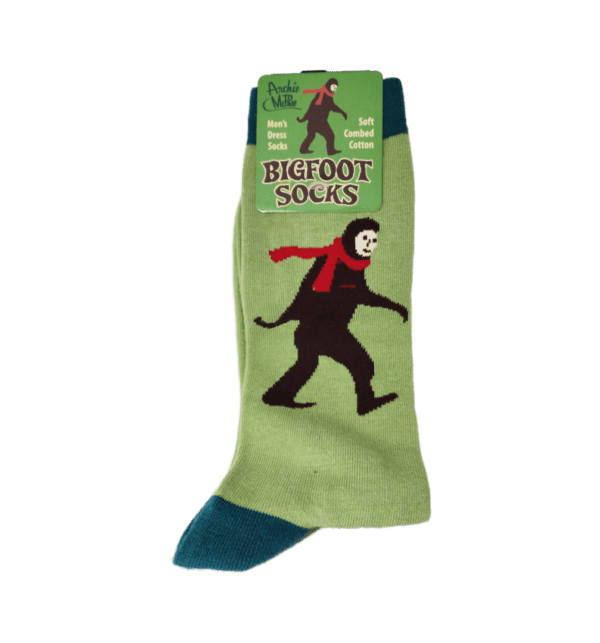 A pair of socks with an image of a gorilla on them.