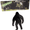 A picture of a bigfoot sticker and a black figure.