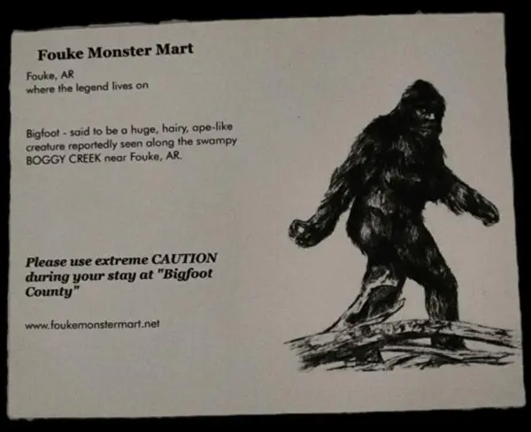 A picture of the bigfoot is shown on the back.